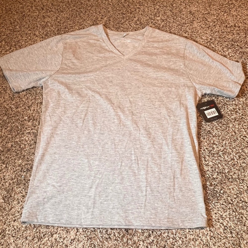 MAGNA-TEK Cool Wear‎ V-Neck T-Shirt Everyday Casual Top Grey Medium